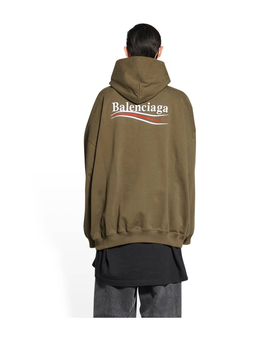 Balenciaga Logo-print Large Fit Hoodie In Green