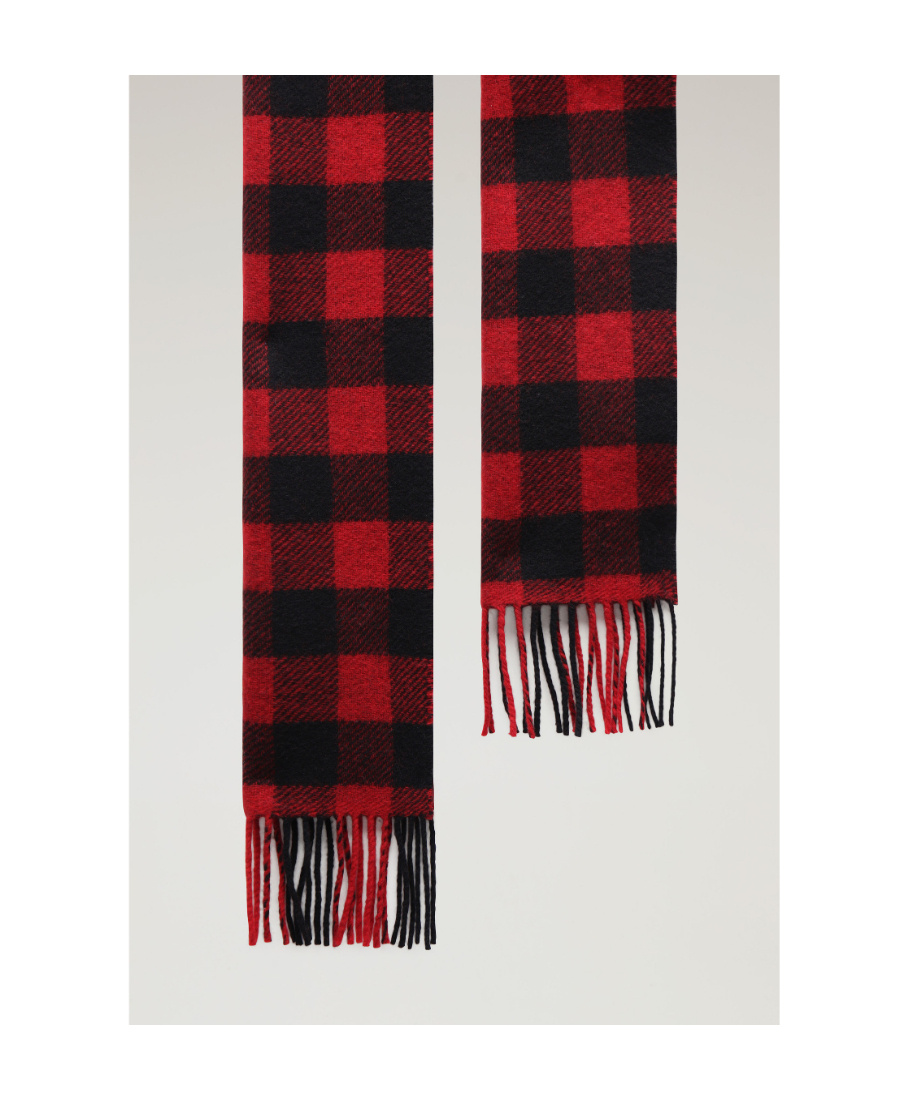 Woolrich Check-pattern Fringed-edge Scarf In Black
