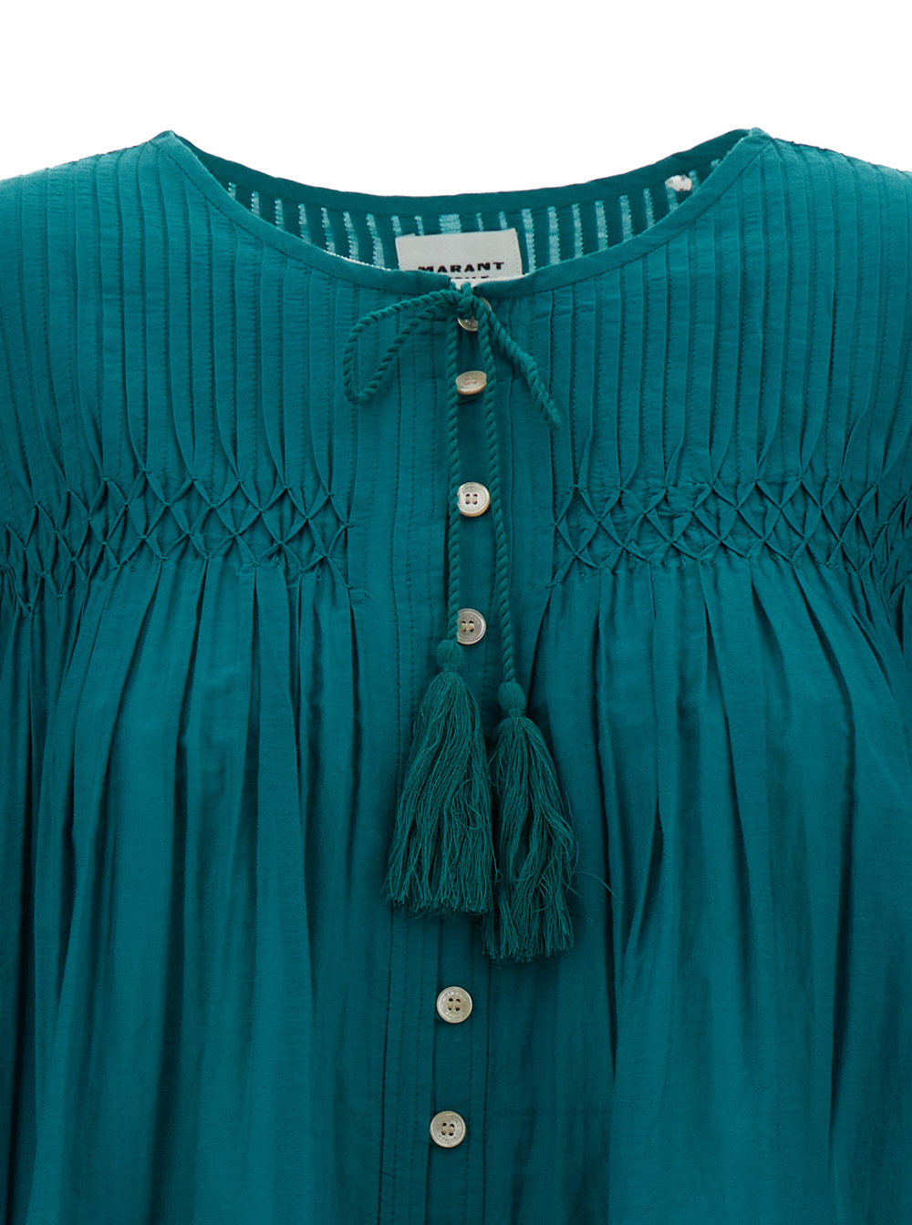 Shop Isabel Marant Étoile Plalia Pleated Blouse In Green