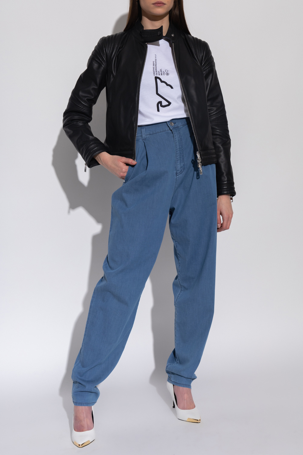 EMPORIO ARMANI GRAPHIC-EMBROIDERY LOGO-PRINT T-SHIRT 