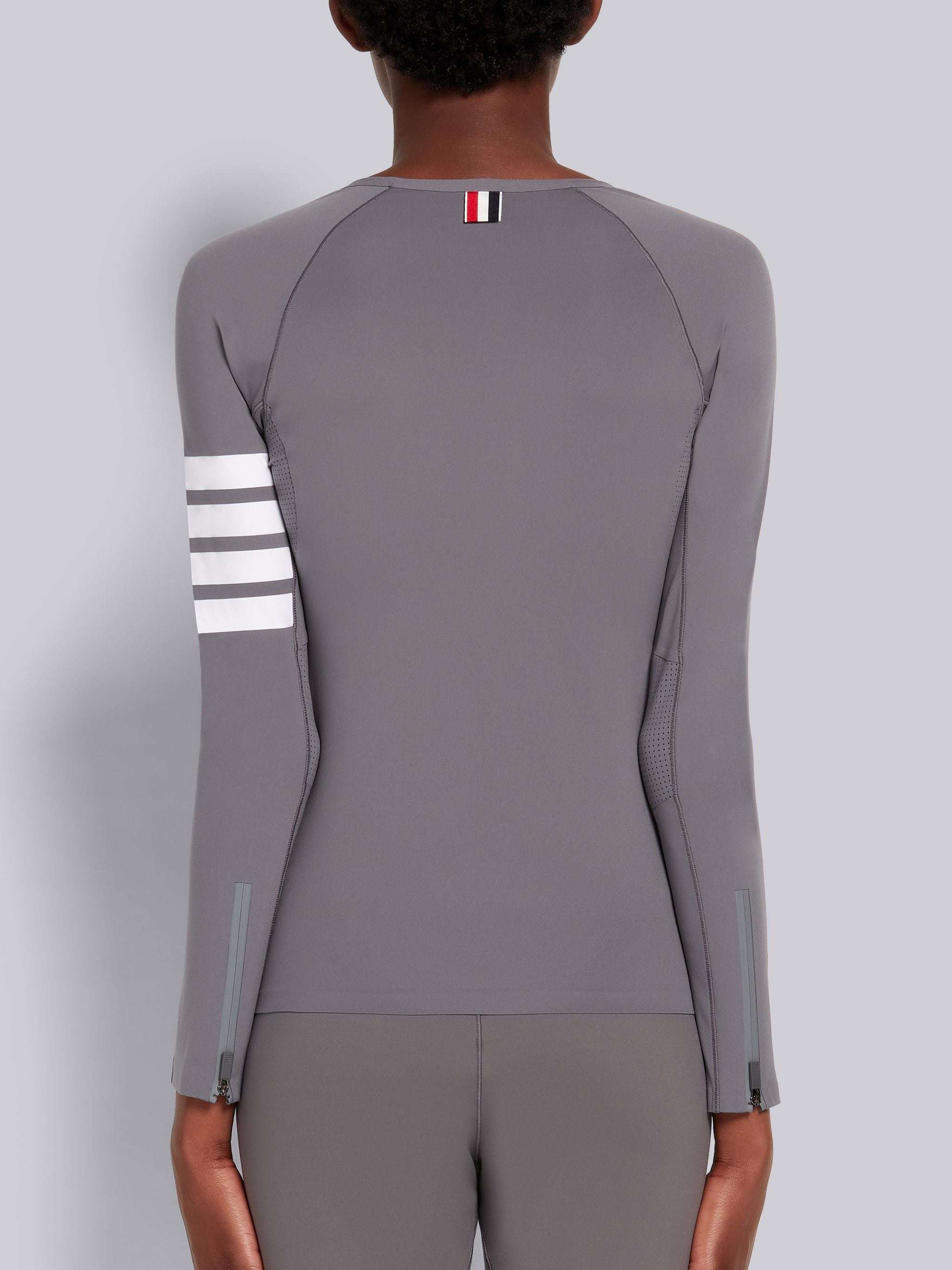 Thom Browne 4-bar Compression Long Sleeve Top In Gray