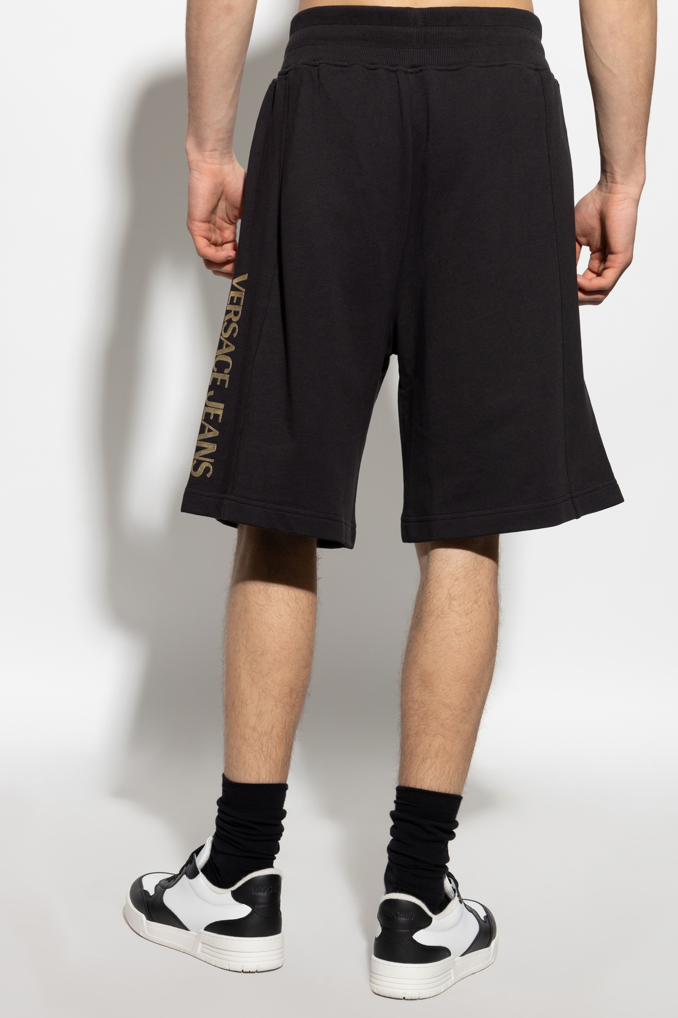 Versace Jeans Elastic Waist Shorts In Black