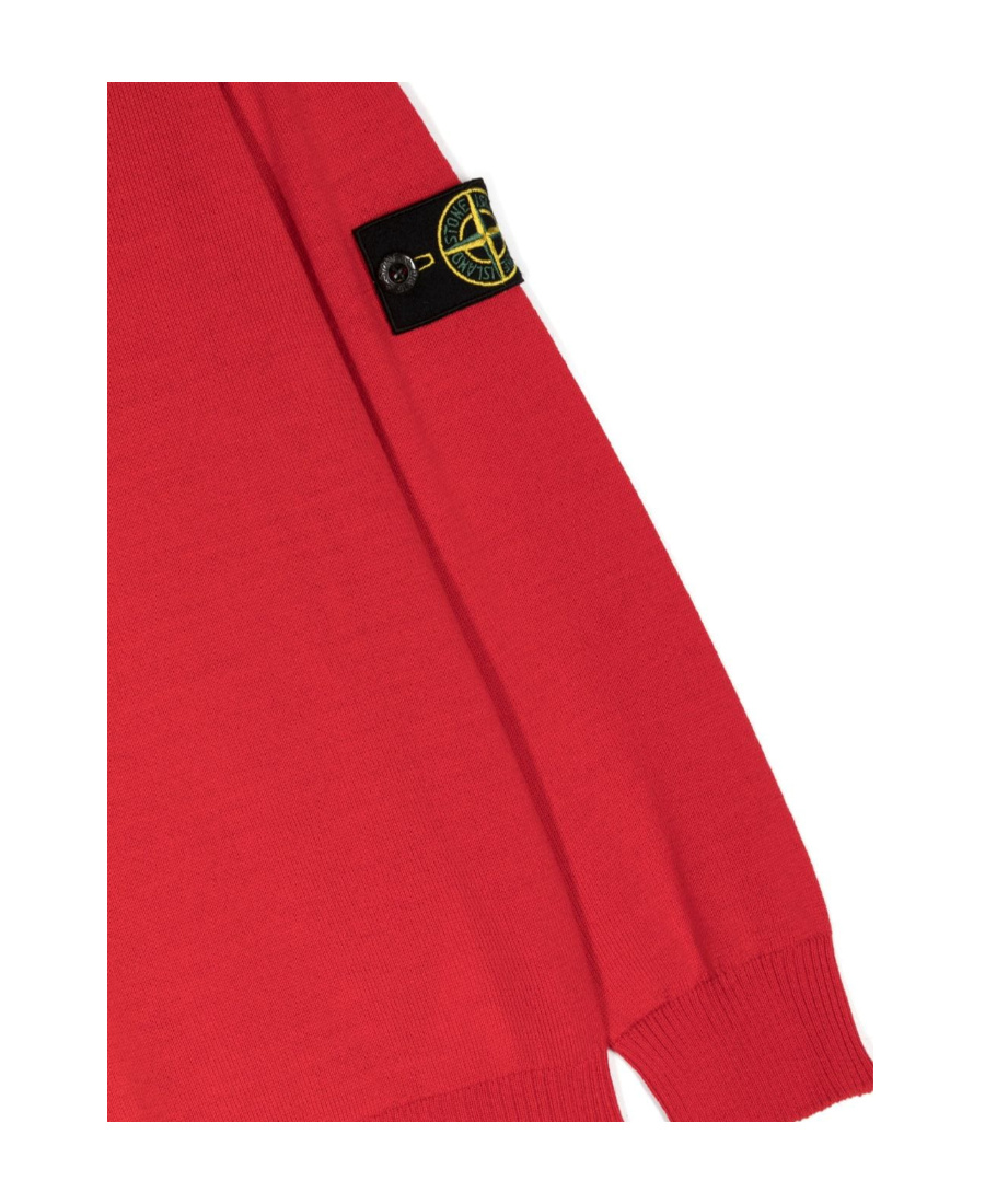 Stone Island Compass-motif Crew-neck Sweatshirt In Red
