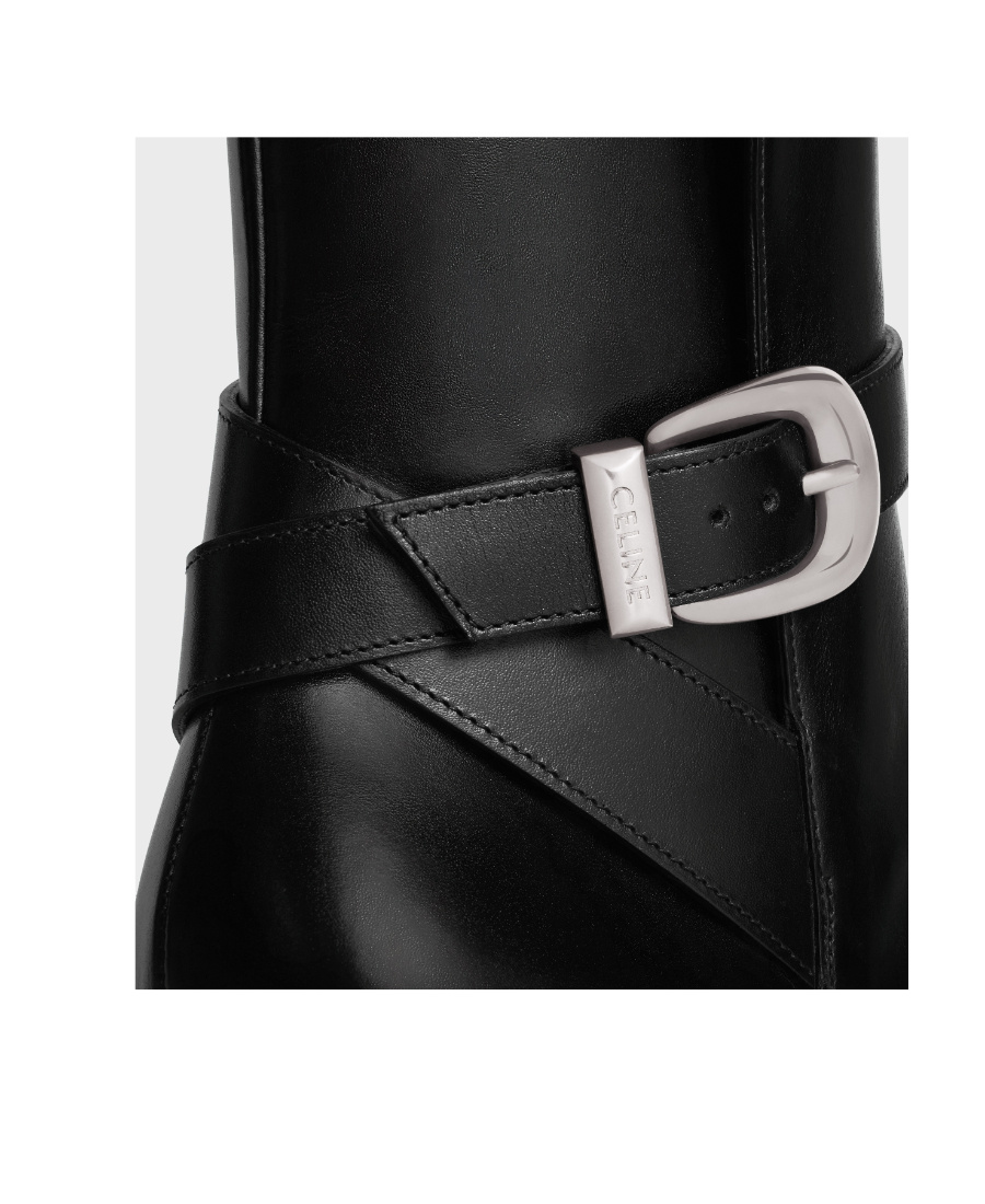 Celine Logo Clasp Pointed Boots In Black