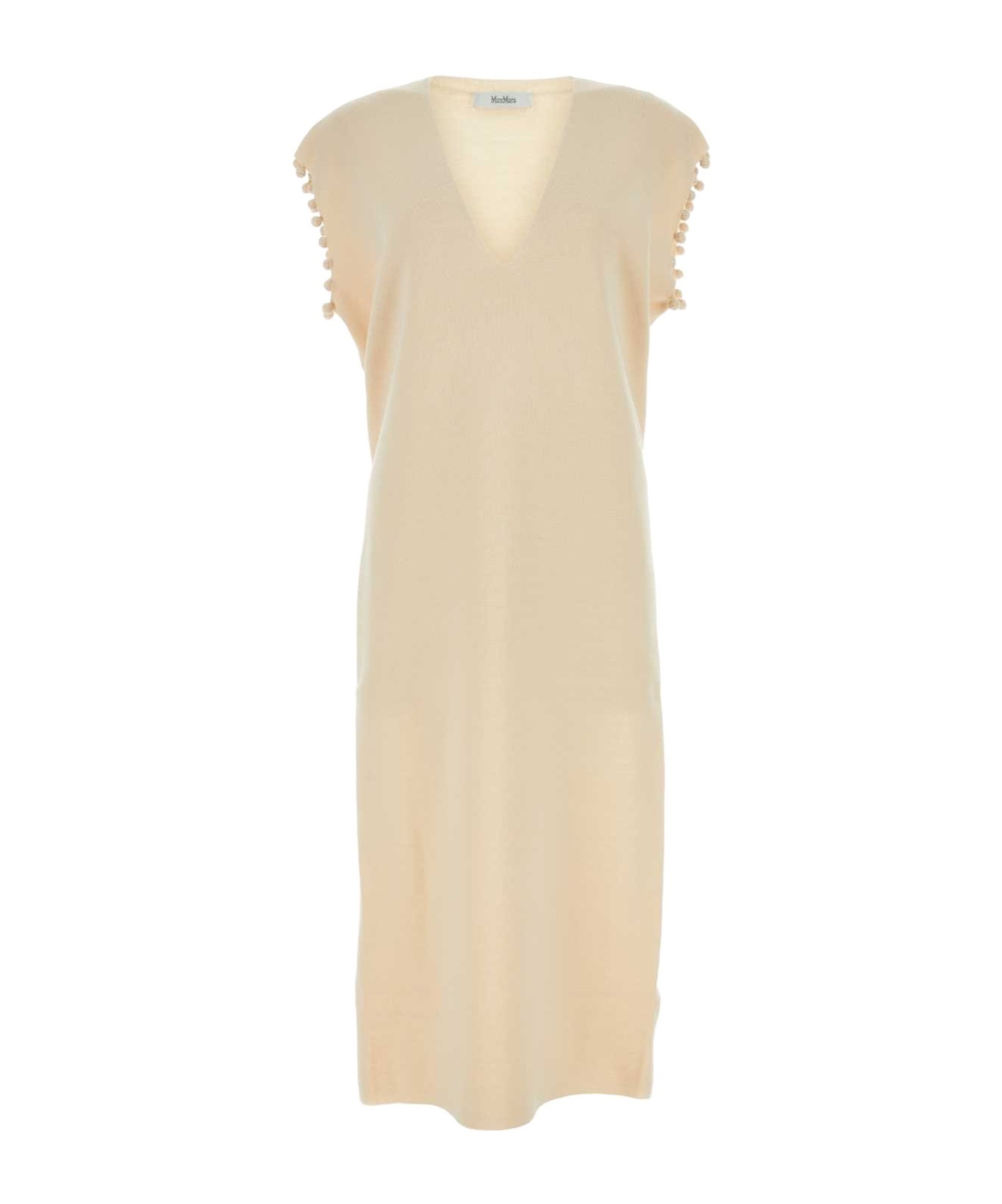 Shop Max Mara V-neck Sleeveless Knitted Dress In Nude