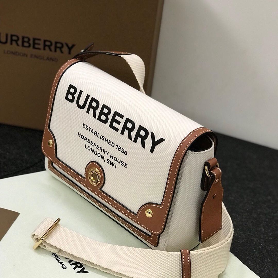 Shop Burberry Horseferry Print Canvas Note Crossbody Bag In Nude