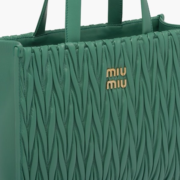 Shop Miu Miu Matelass� Nappa Leather Tote Bag In Green