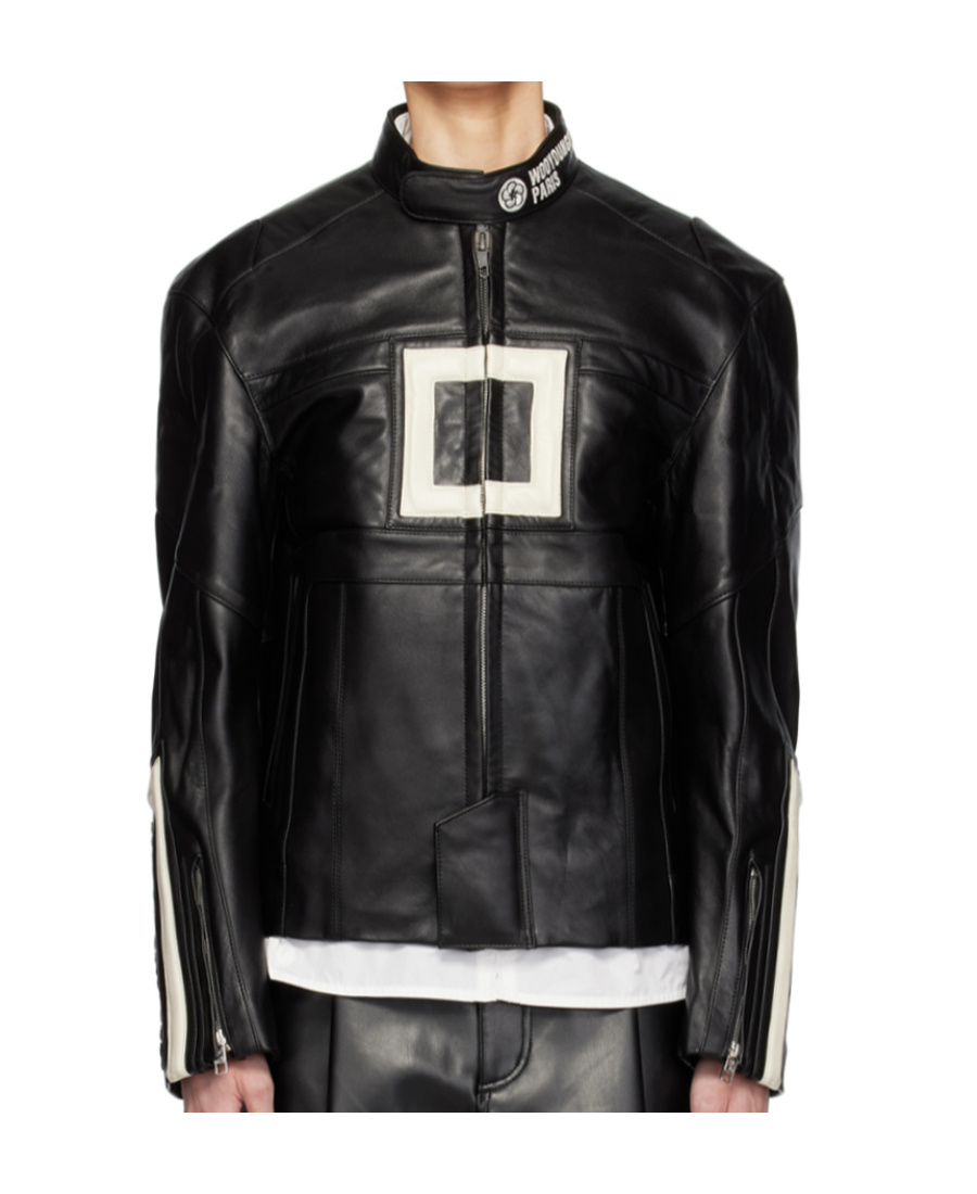 Wooyoungmi Stand-up Collar Logo Leather Jacket In Brown