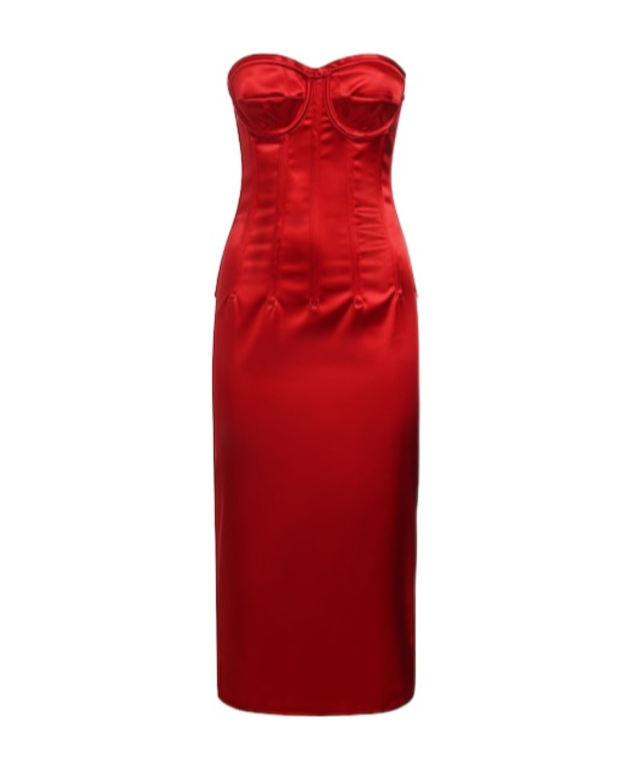 Dolce & Gabbana Stretch Satin Corset Midi Dress