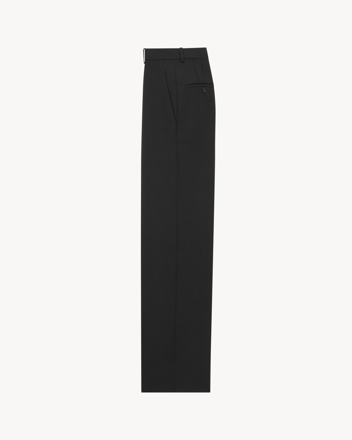 Saint Laurent High-rise Tuxedo Pants In Grain De Poudre In Black