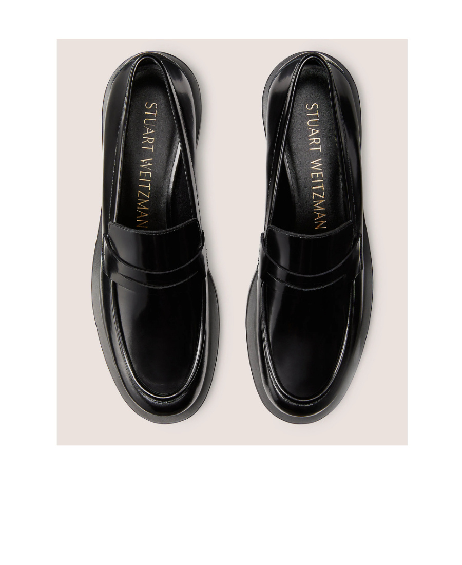 Stuart Weitzman Palmer Bicolor Penny Loafers In Black
