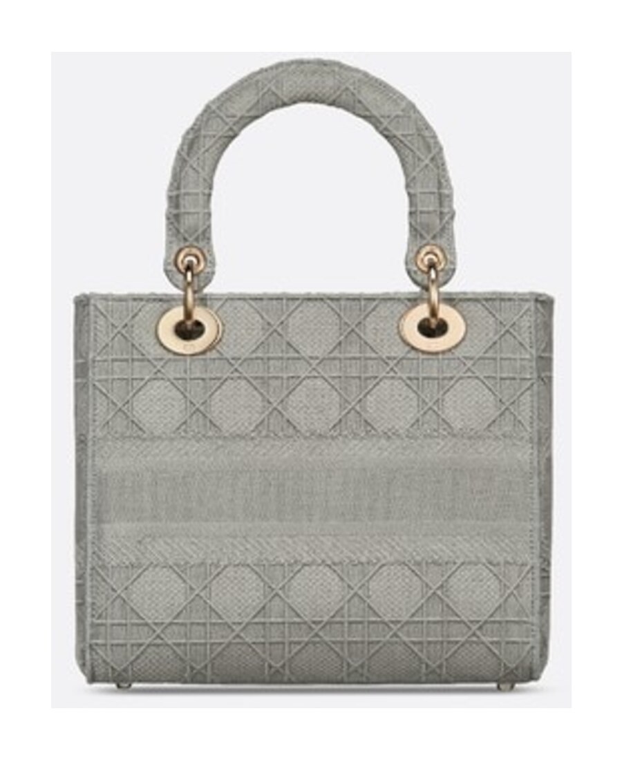 Dior Logo Medium Embroidered Shoulder Bag In Gray