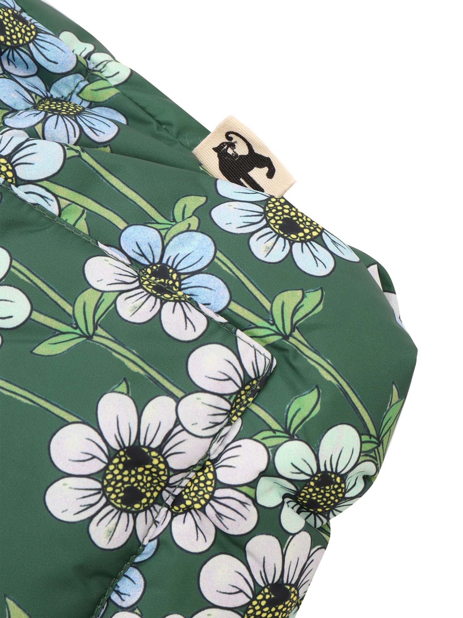 Mini Rodini Daisy Printed Down Jacket In Green