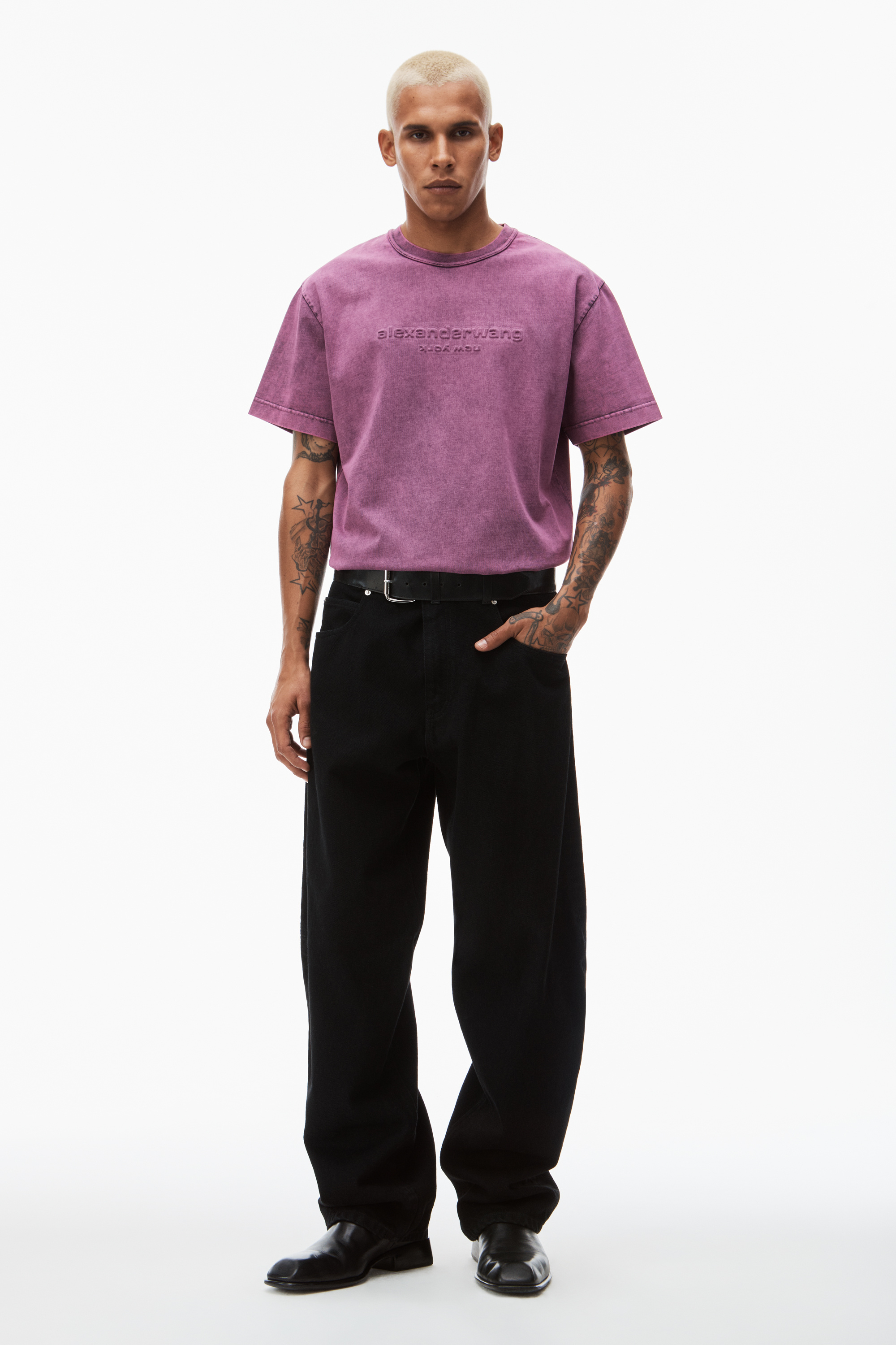 Alexander Wang Pink Embossed T-shirt In Pink