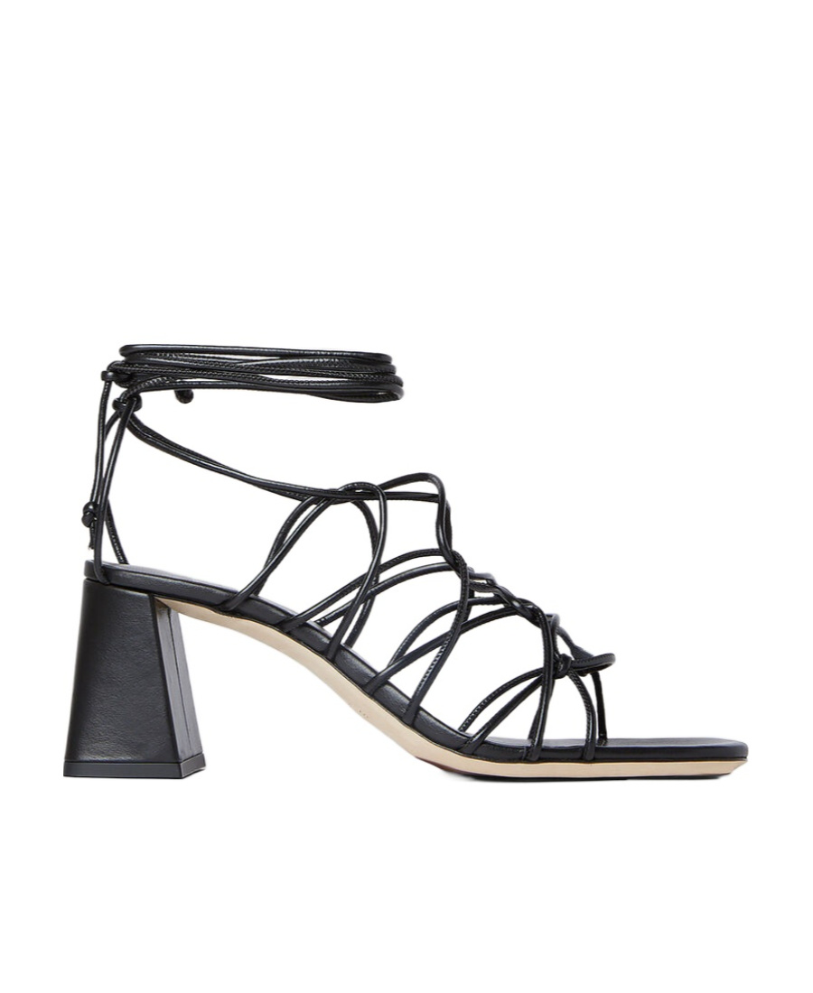 Shop By Far Block Heel Strappy Sandals In Black