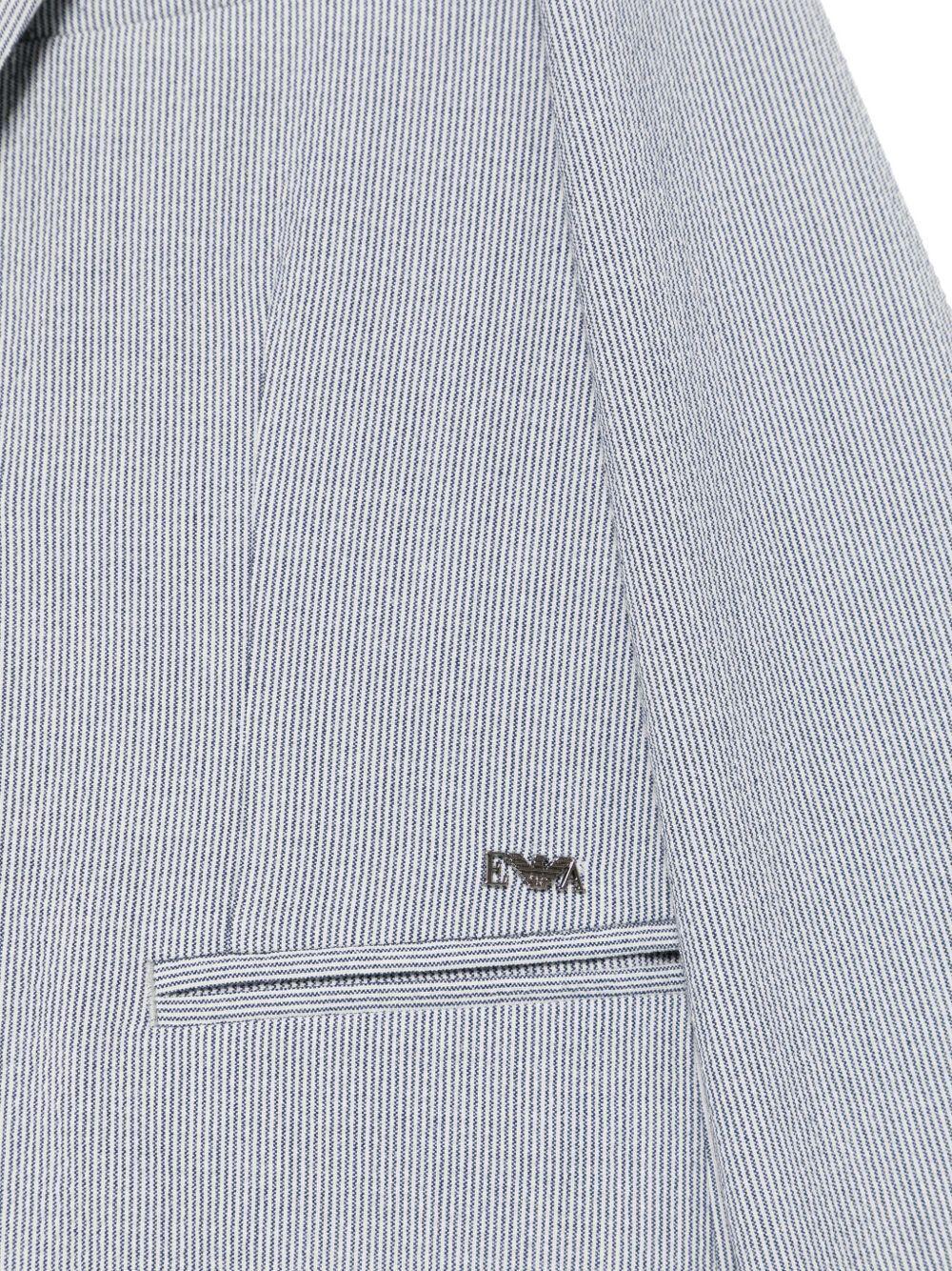 Emporio Armani Kids Logo Plaque Striped Blazer In Gray