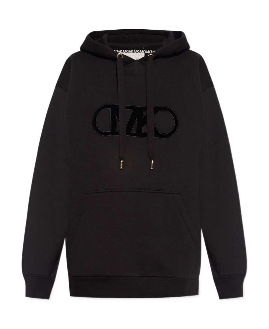 Michael Michael Kors Logo Detailed Drawstring Hoodie In Black