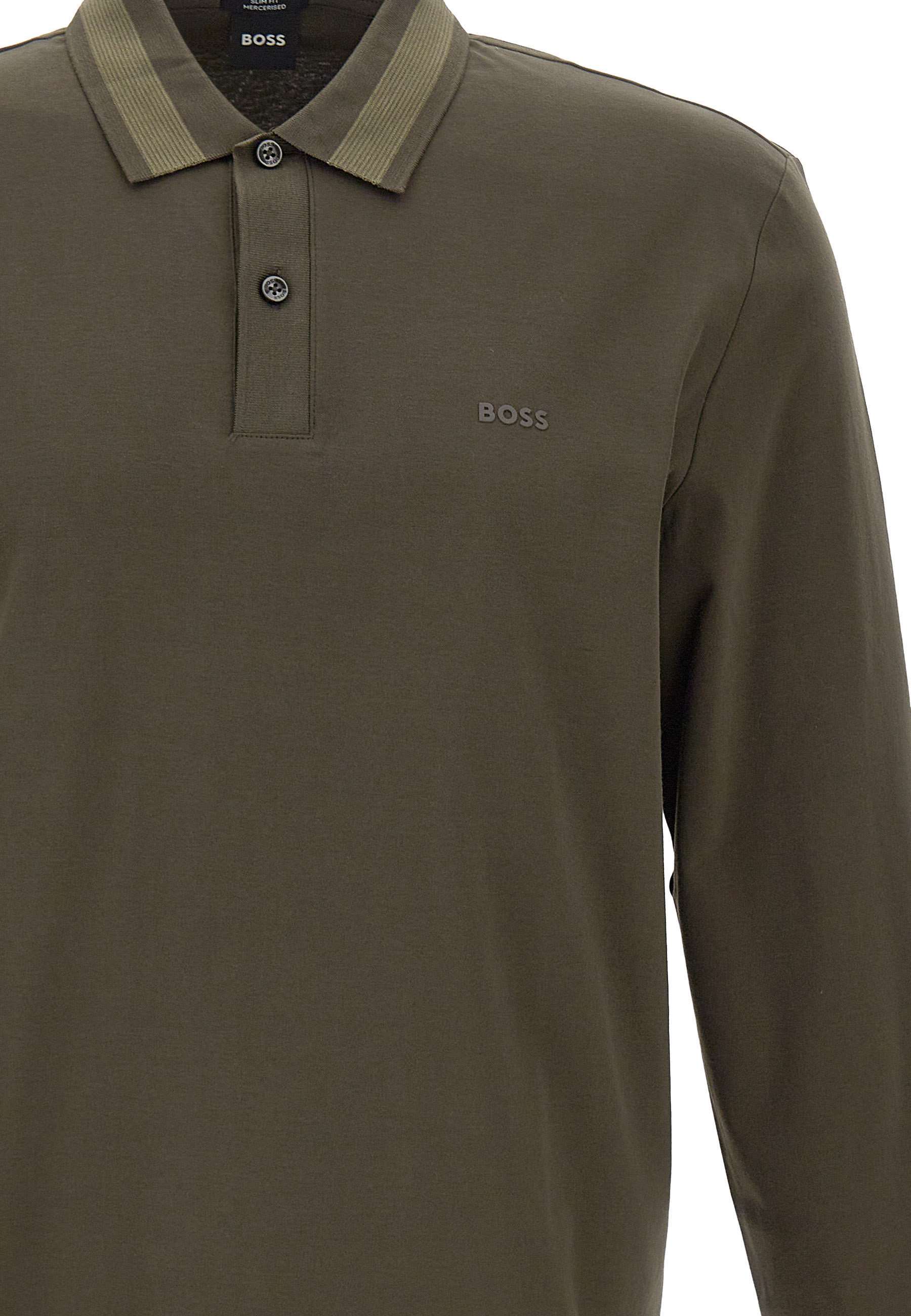 Hugo Boss Long-sleeve Polo Shirt In Brown