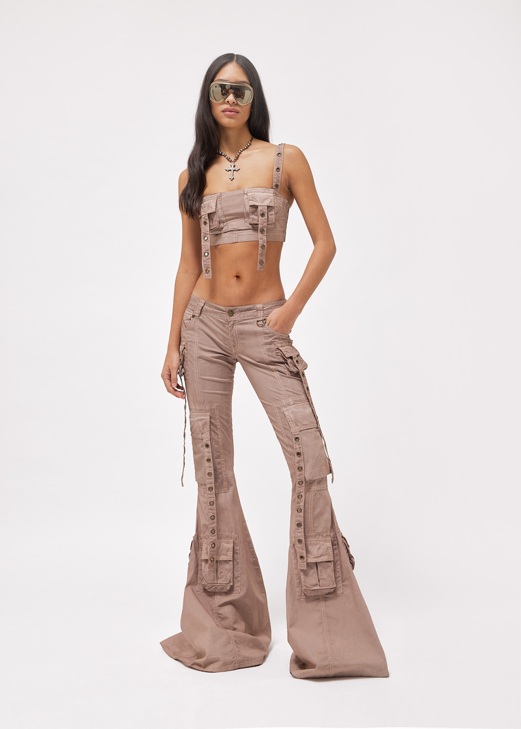 Blumarine Eyelet-detail Bandeau Top In Nude