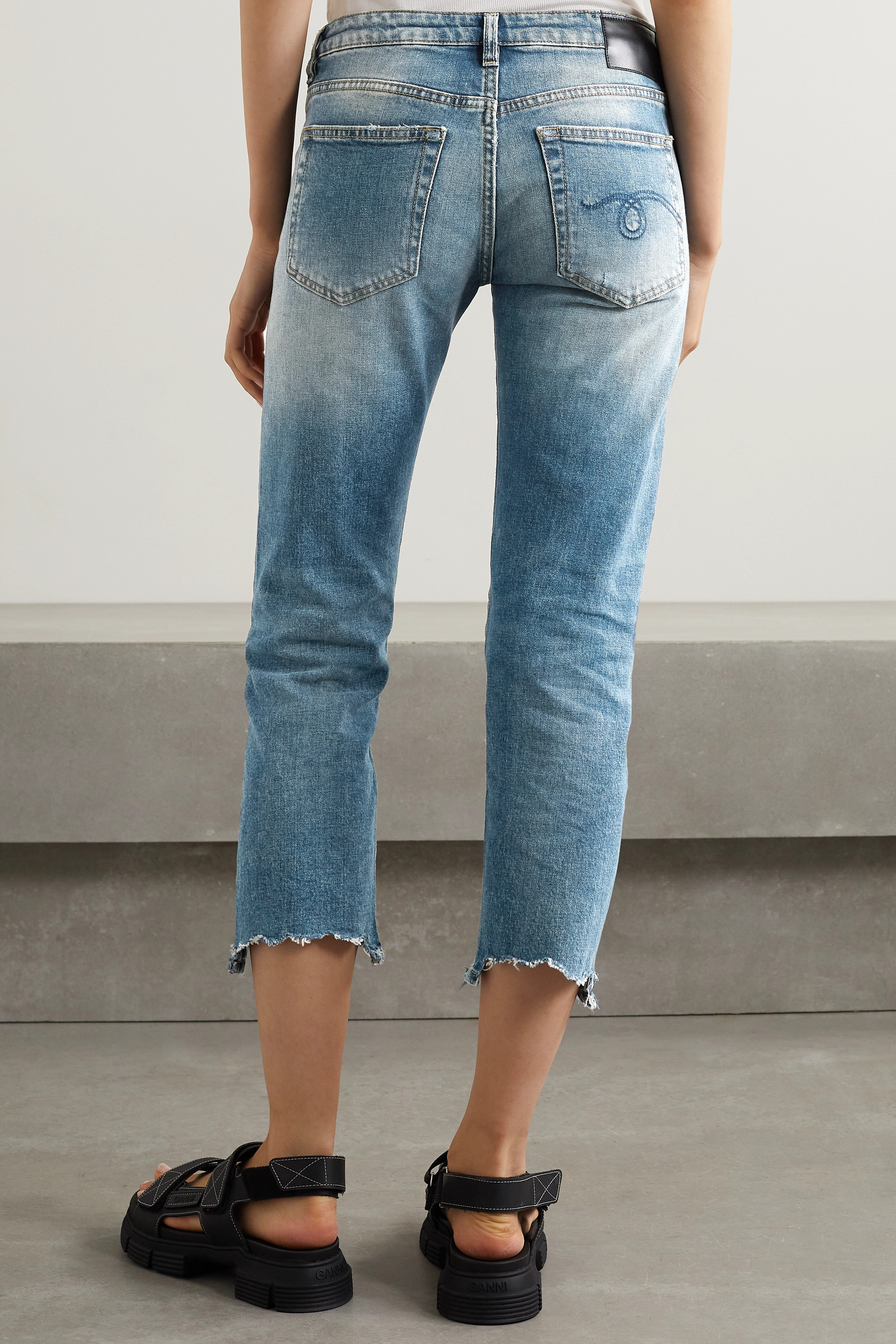R13 Rough-edged Middle-waist Jeans In Blue