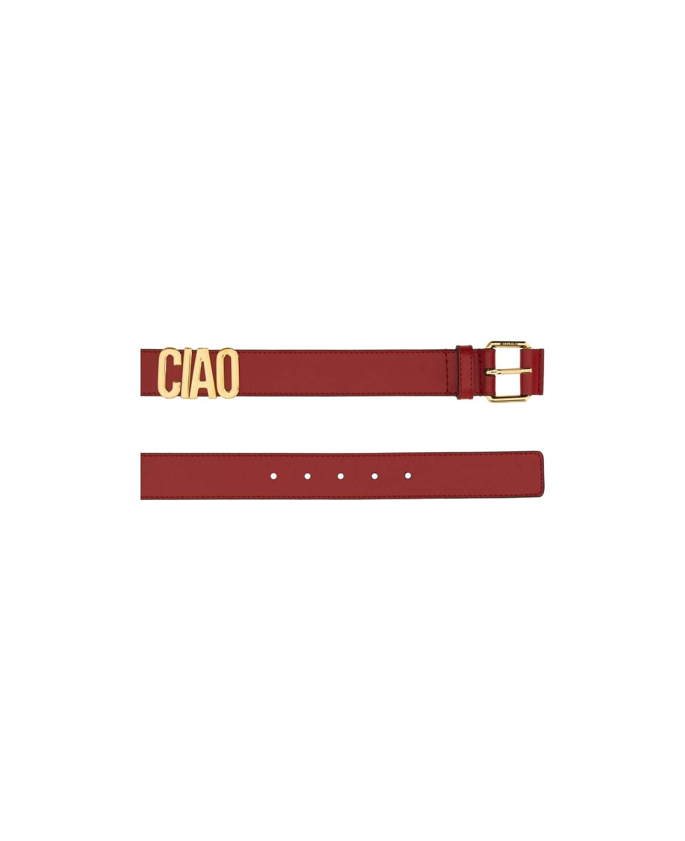Moschino Adjustable Gold-tone Buckle Belt In Red