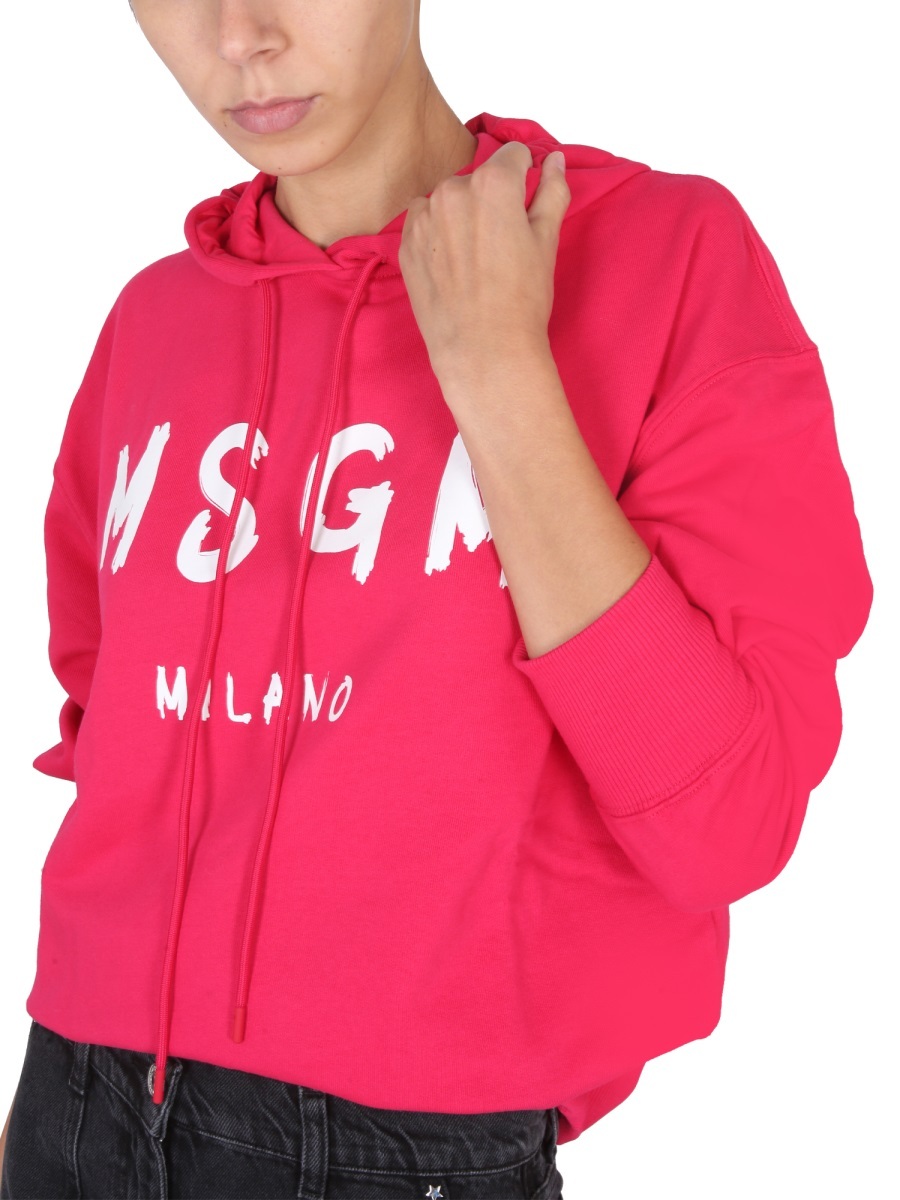 Msgm Logo-print Detail Hoodie In Red