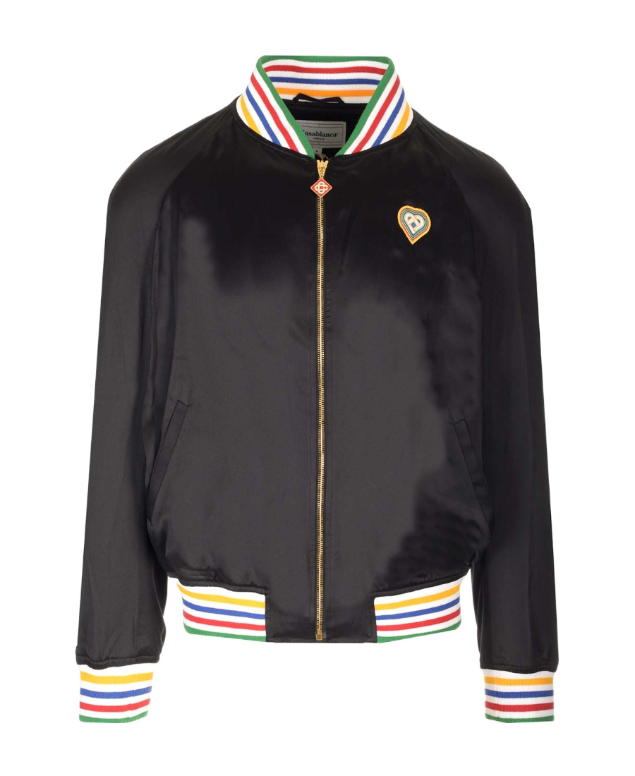 Shop Casablanca Souvenir Logo-patch Bomber Jacket In Black