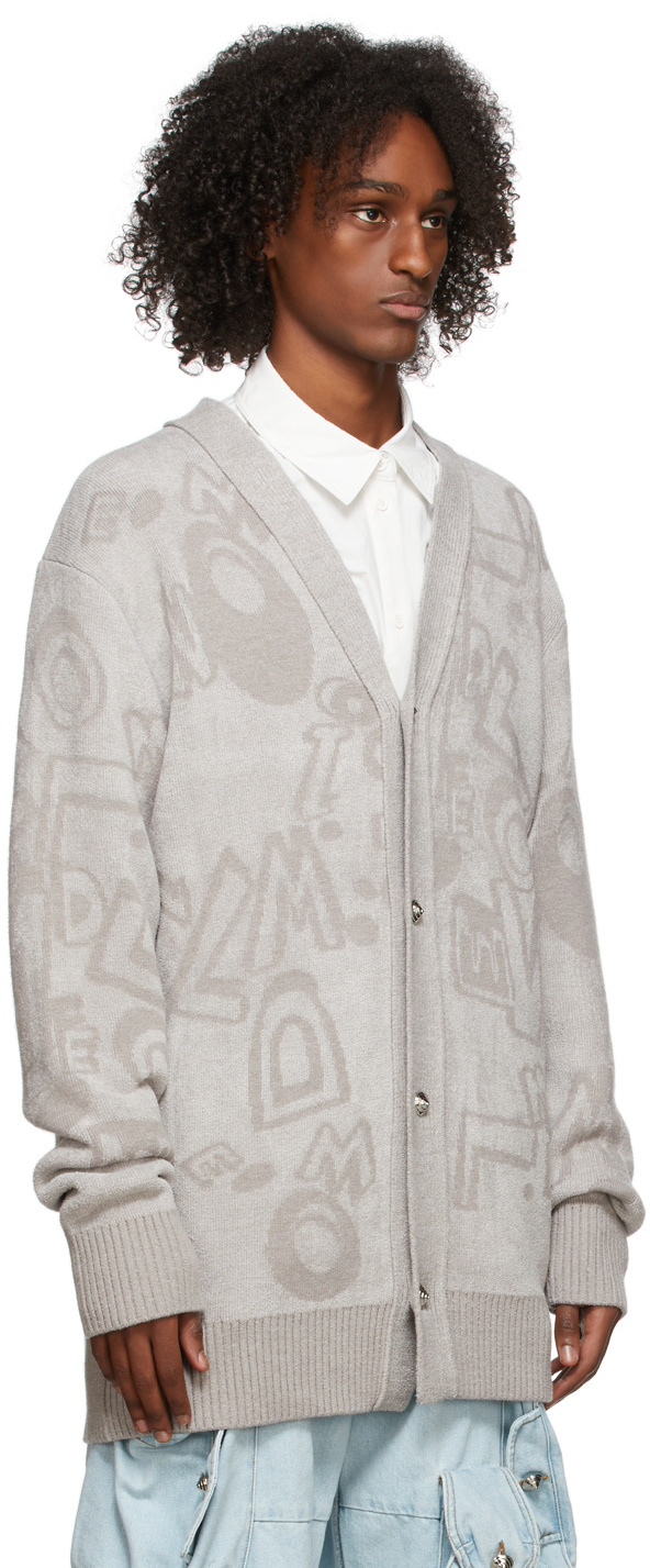 We11 Done Alphabet-print Cardigan In Multicolor