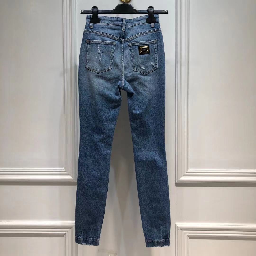 Dolce & Gabbana Audrey Cotton Ripped Jeans In Blue
