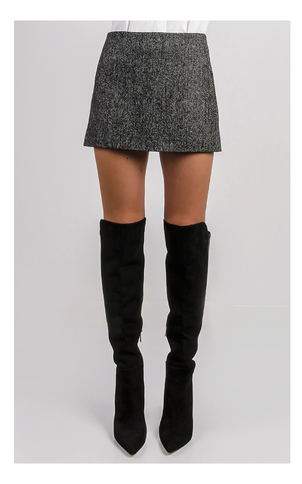 Pinko Black Grass Wool Skirt In Black