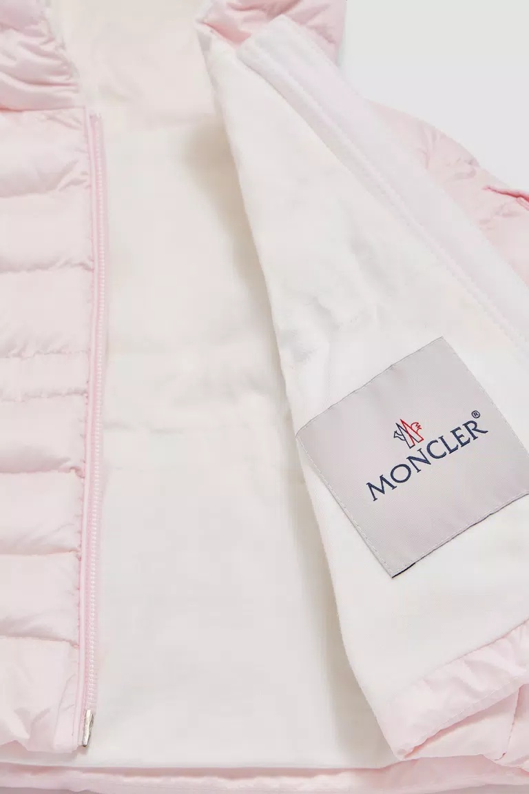 Moncler Logo Hooded Down Jacket In Pink