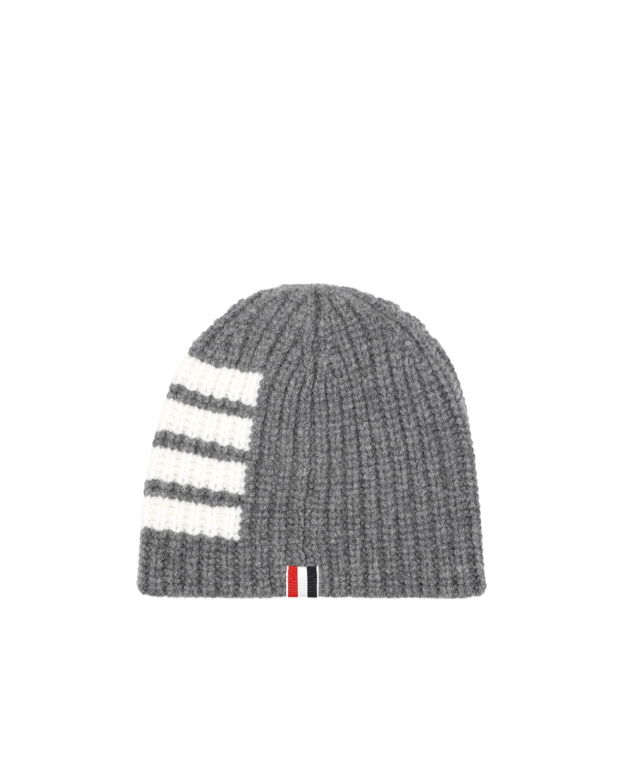Thom Browne 4-bar Stripe Beanie In Gray