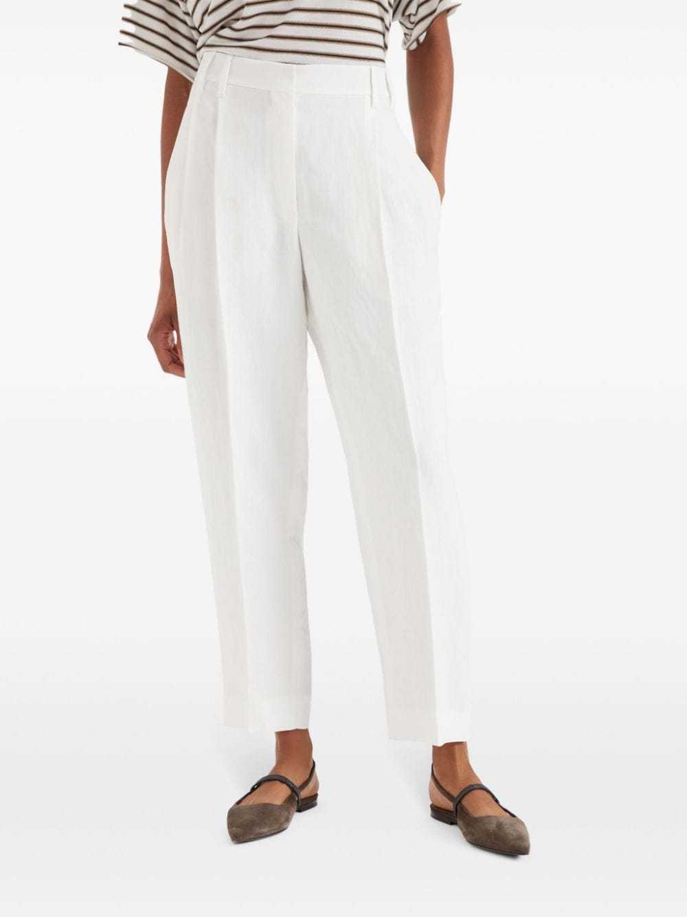 Brunello Cucinelli High-waist Cropped Trousers In White