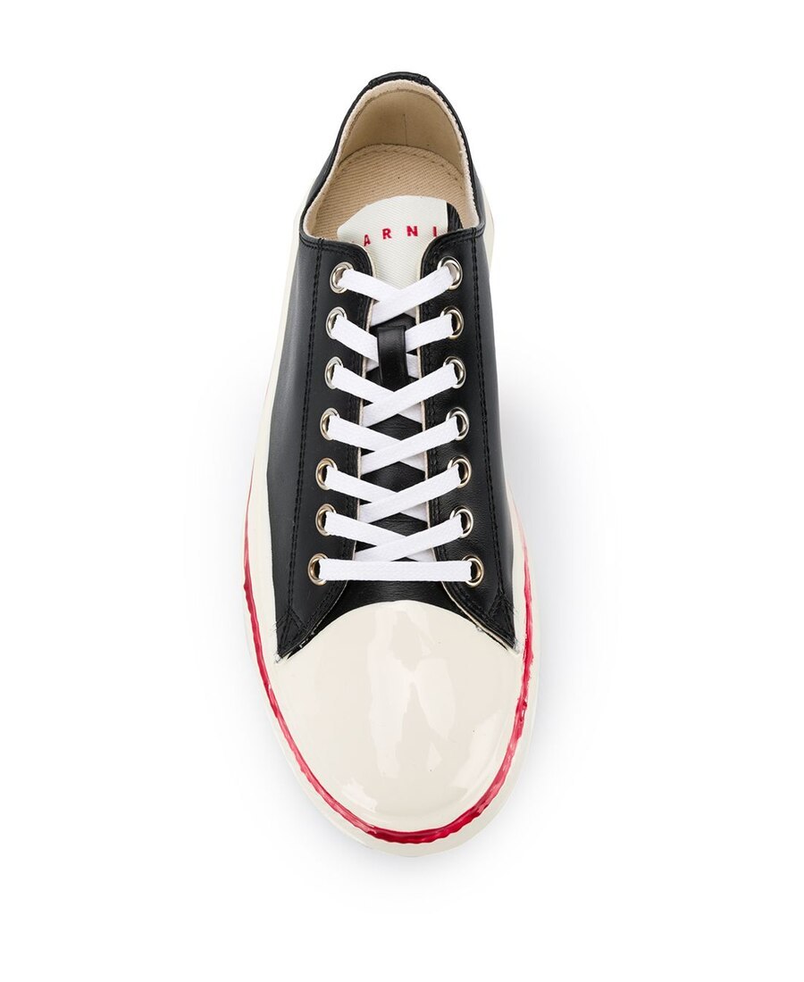 Marni Leather Lace-up Sneakers In Black