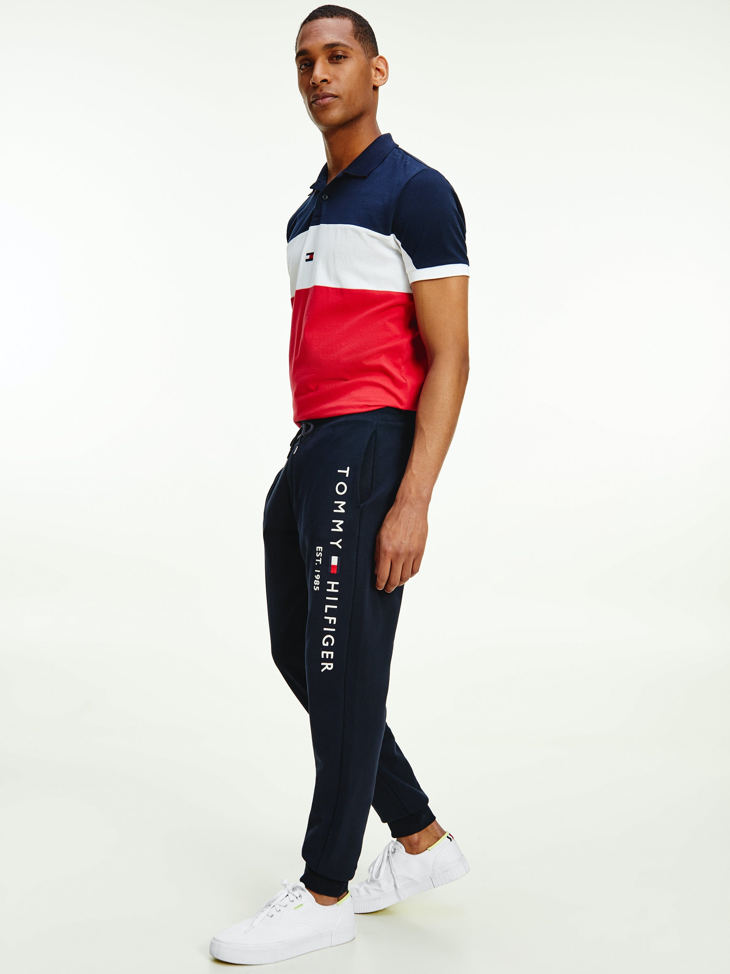 Shop Tommy Hilfiger Logo-embroidered Drawstring Cotton Track Pants In Black