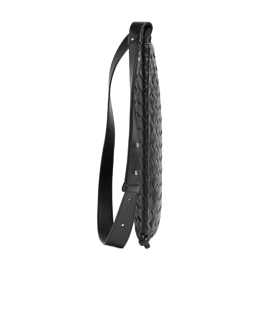 Bottega Veneta Intrecciato Leather Crossbody Bag In Black