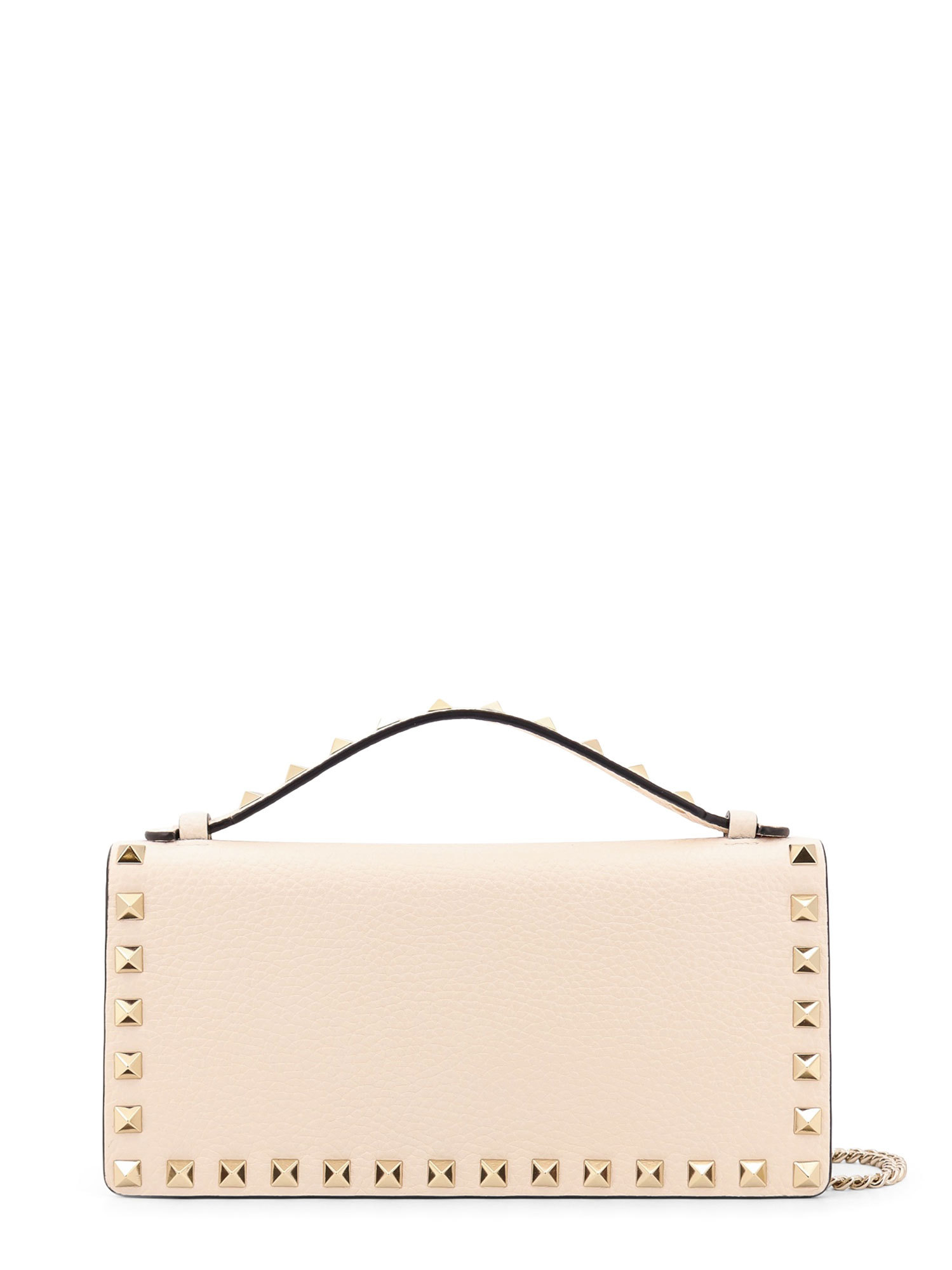 Valentino Garavani Rockstud Chain Wallet In Nude