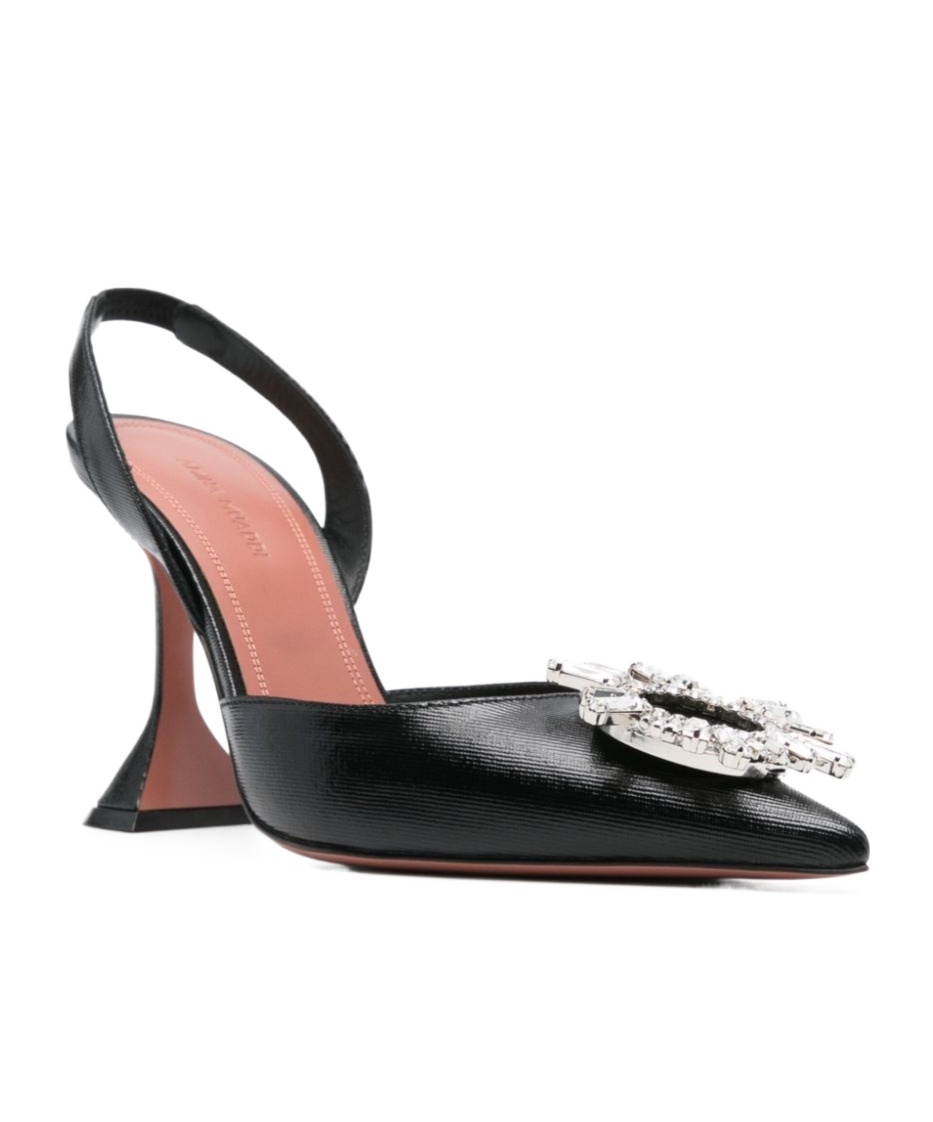Shop Amina Muaddi Pointed High-heeled Sandals In Multicolor