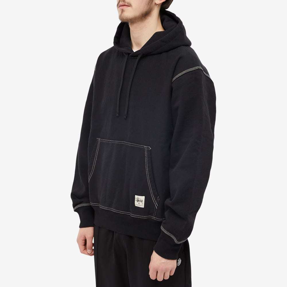 STUSSY CONTRAST-COLOR STITCHING LABEL HOODIE