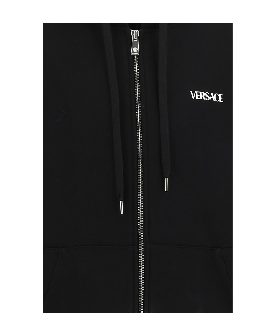 Versace Logo-print Zip-fastening Hoodie In Black