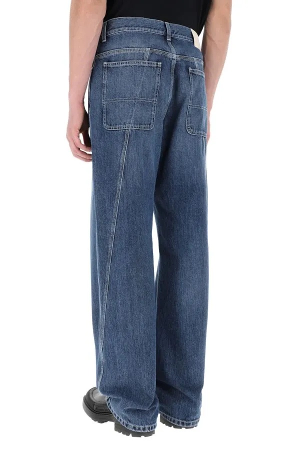 Alexander Mcqueen Wide-leg Panelled Jeans In Blue