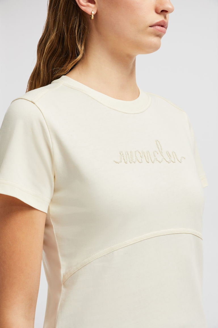 Moncler Logo-embroidered Cotton T-shirt In White