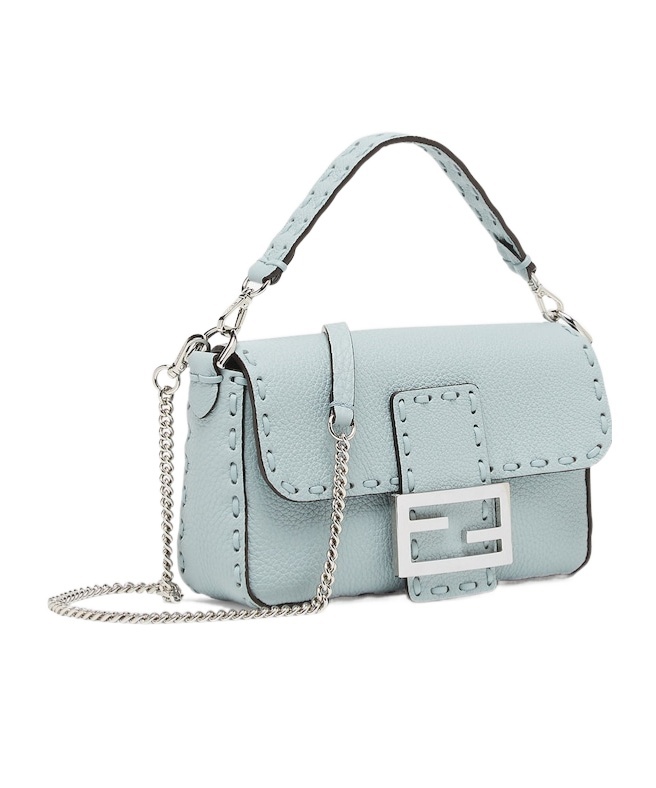 Fendi Mini Baguette Shoulder Bag In Light Blue