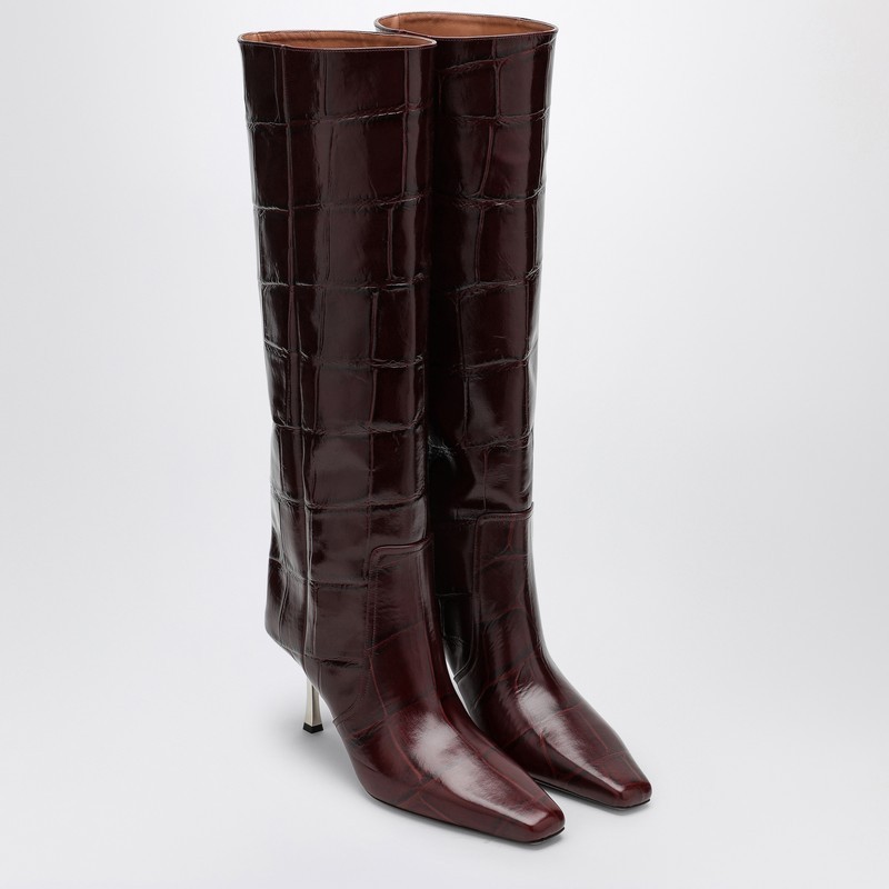Paris Texas Bettina 55 Crocodile-effect Leather Knee-high Boots In Black
