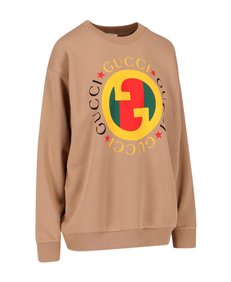 Gucci Heavy Felted Cotton Sweatshirt In Brown
