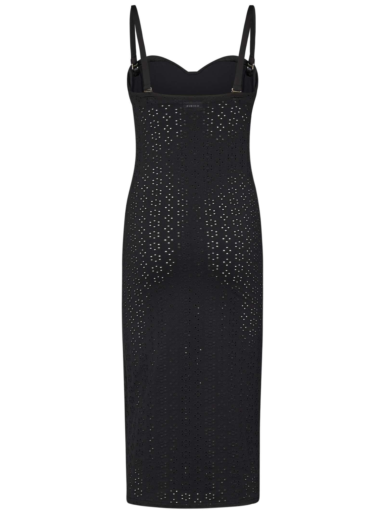 Fisico Cristina Ferrari Fisico Perforated Microfibre Black Midi Dress In Black