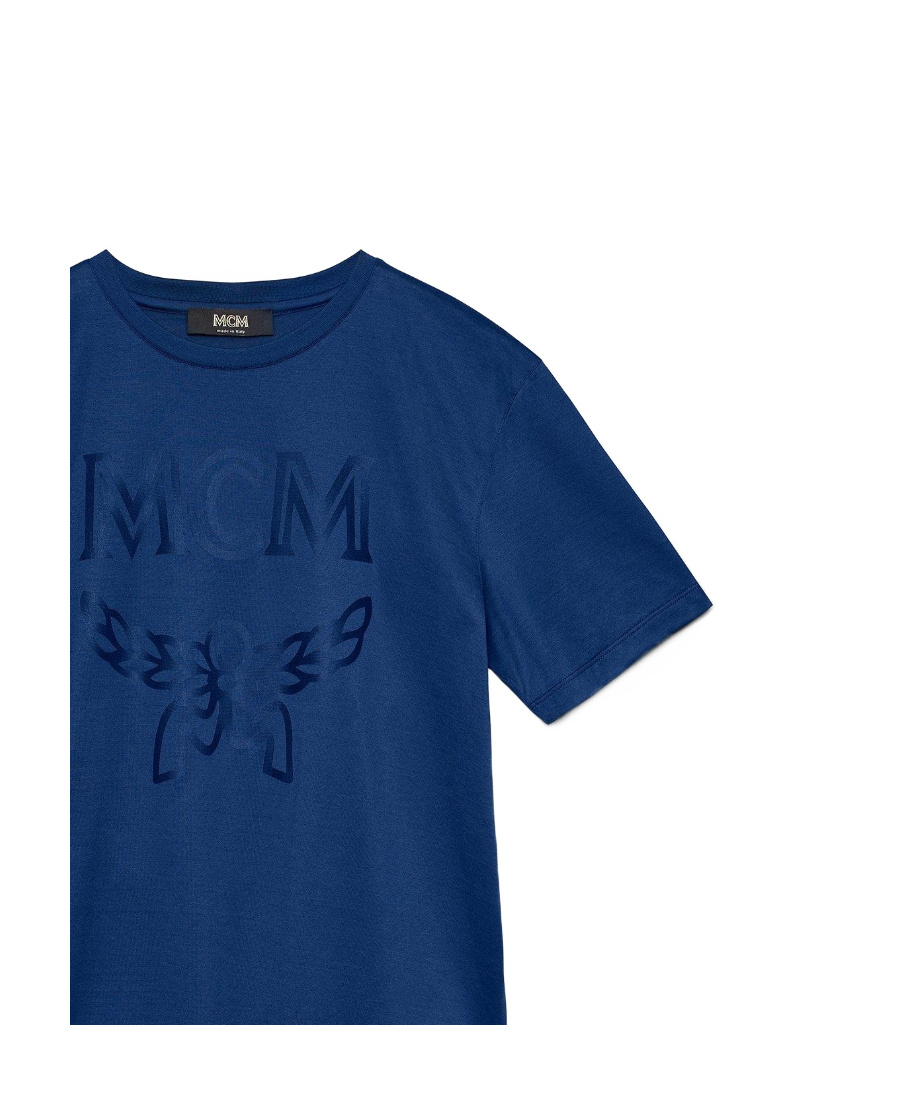 Mcm Round-necked Logo T-shirt In Blue