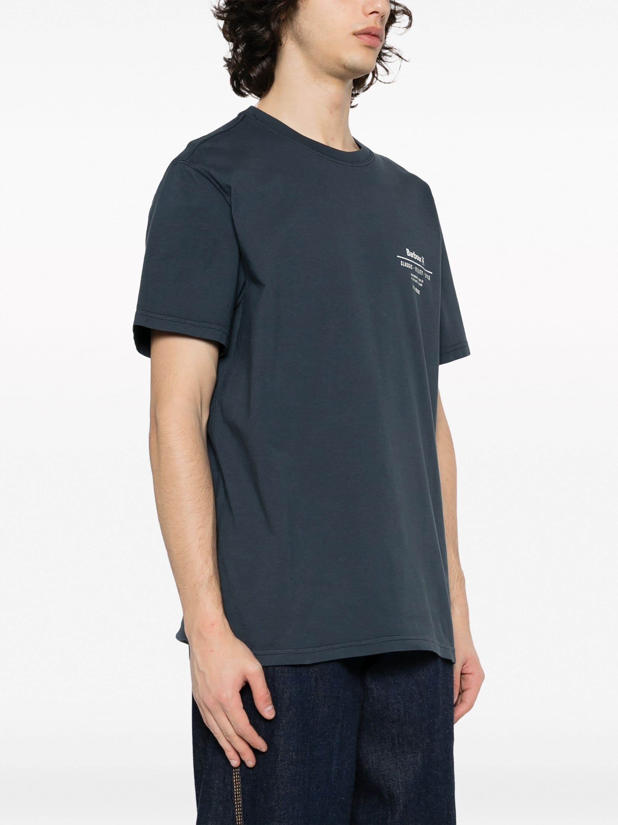 Shop Barbour Logo-print Cotton T-shirt In Black