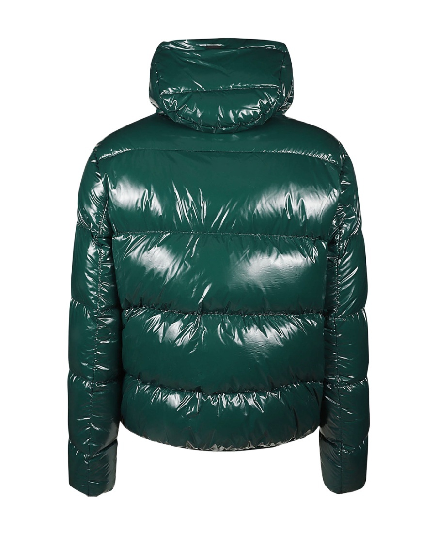 Herno Logo Patch Zip-up Padded Jacket In Green