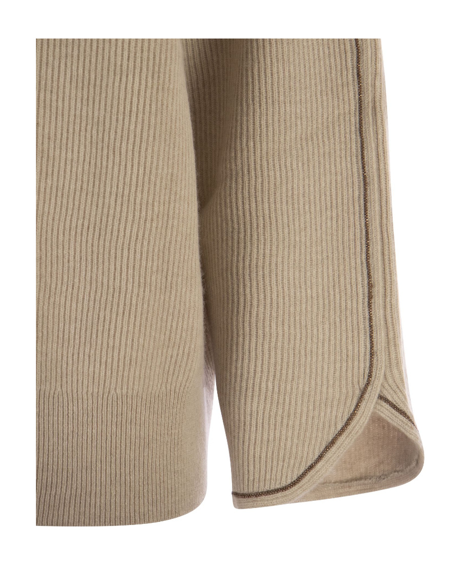 Brunello Cucinelli Women's Cashmere Sweater With Monile In Nude